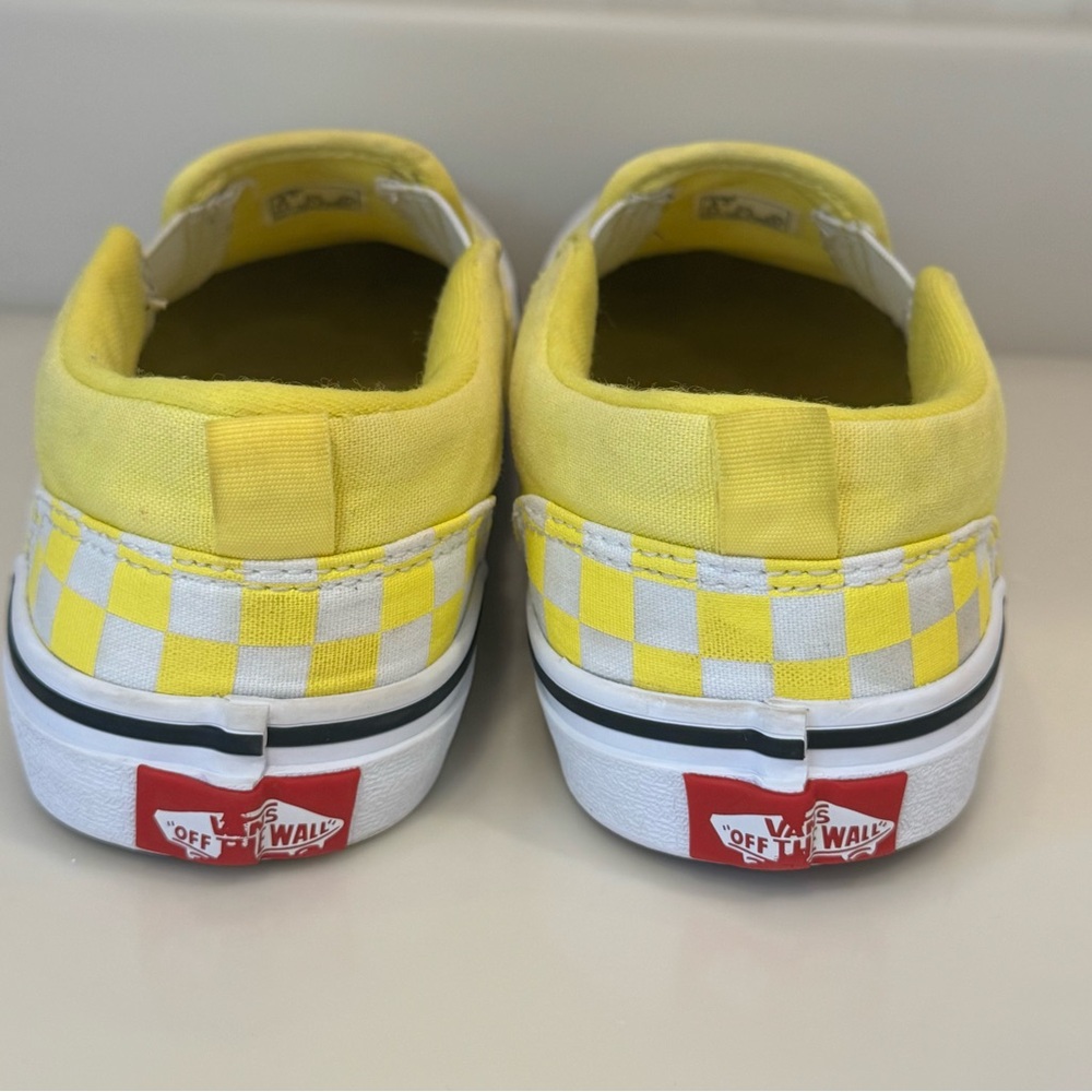 Vans Off The Wall Yellow And White Checkerboard Classic Slip On Skate Shoes - Picture 8 of 15